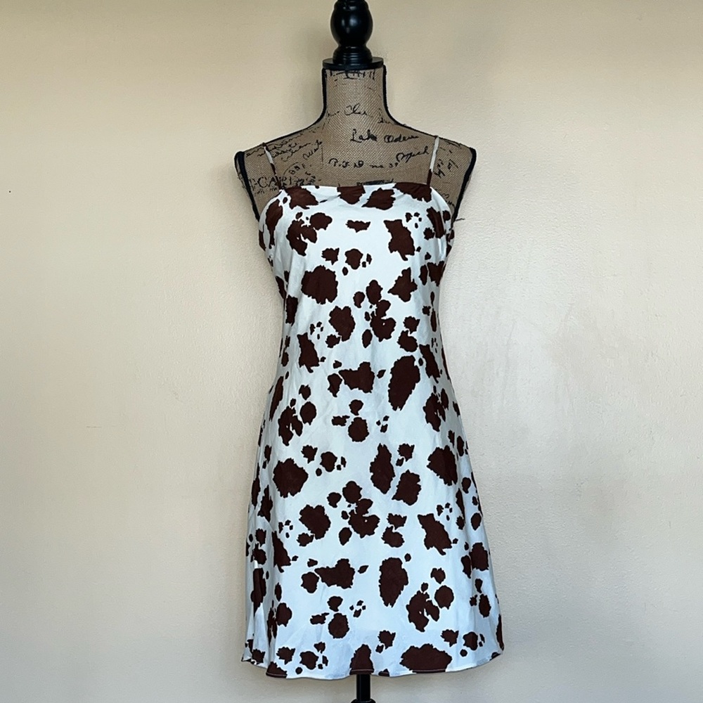NWT Sleeveless Cowl Neck Open Back Animal Print Dress